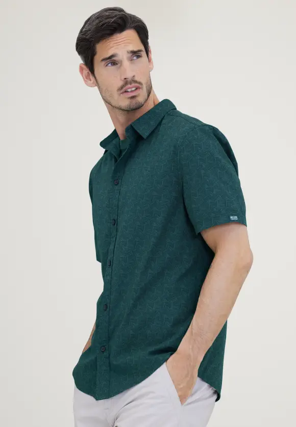 Kurzarmhemd mit Print - bottle green