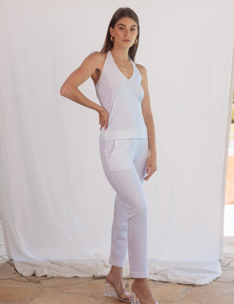 HBT WAFFLE | CHELSEA PANTALON BLANC