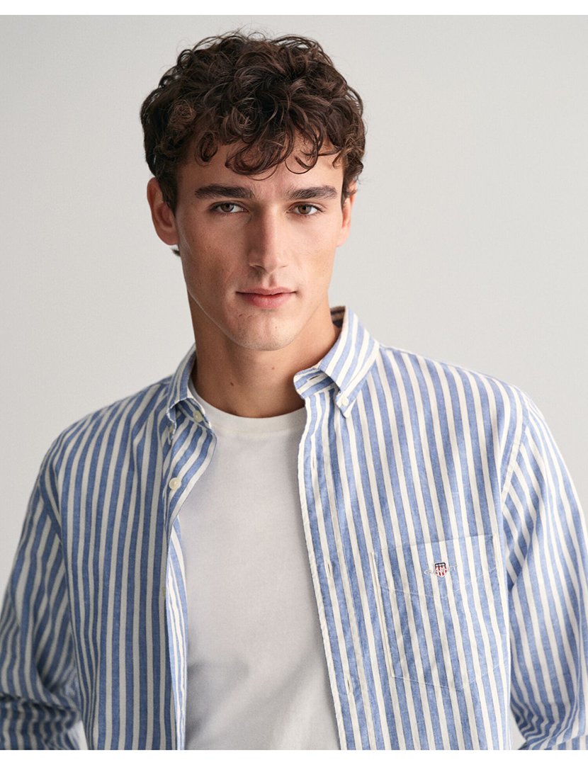 Long Sleeve Striped Shirt Blue
