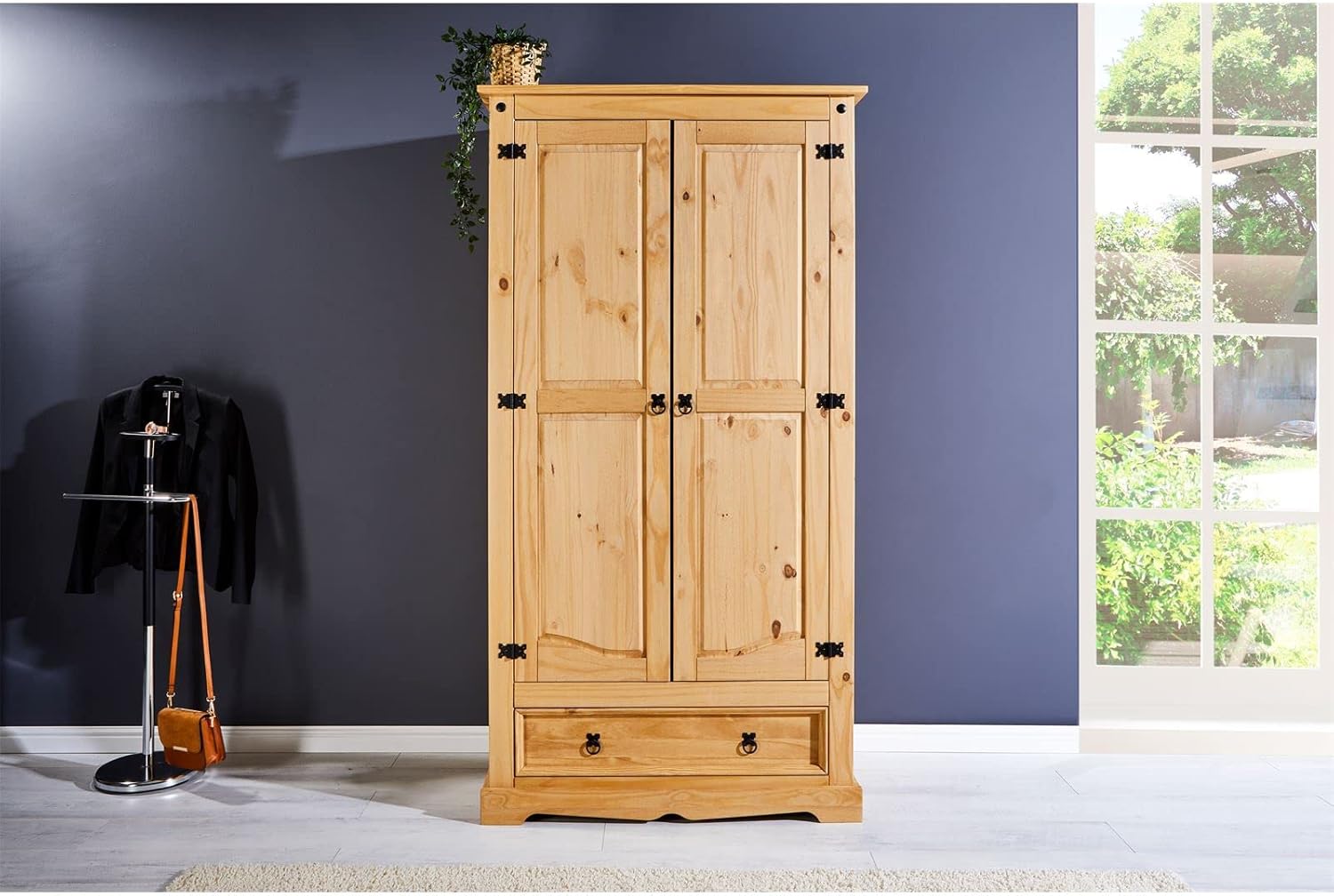 IDIMEX Garderobenschrank Dielenschrank Kleiderschrank, Kiefer massiv, 2-türig, Mexiko-Möbel