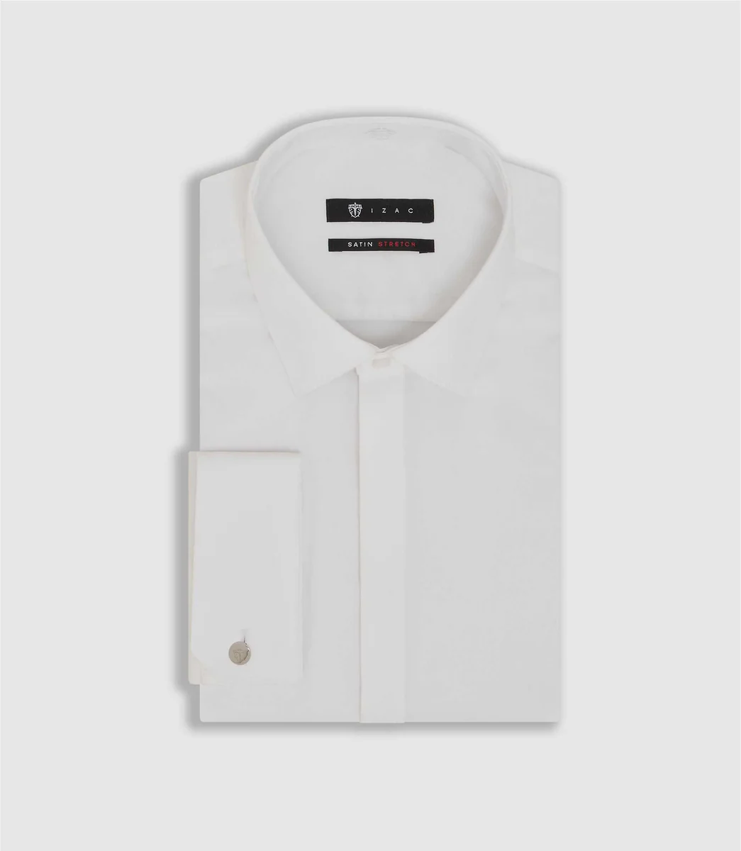 Chemise en satin stretch blanche 