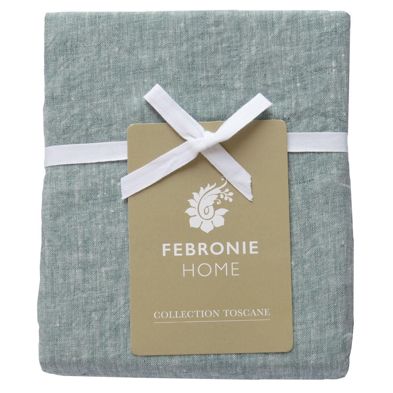 Febronie Home Taie d'oreiller 100% Lin Chambray Toscane vert