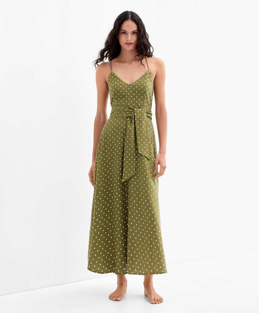 vestido maxi tomara que caia de bolinhas