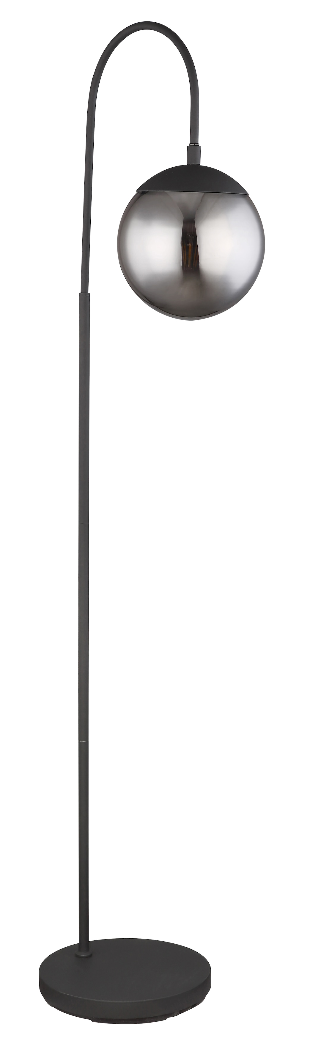 GLOBO Retrofit Bogenlampe Blama Schwarz /Rauchfarbig 25x39cm H150cm