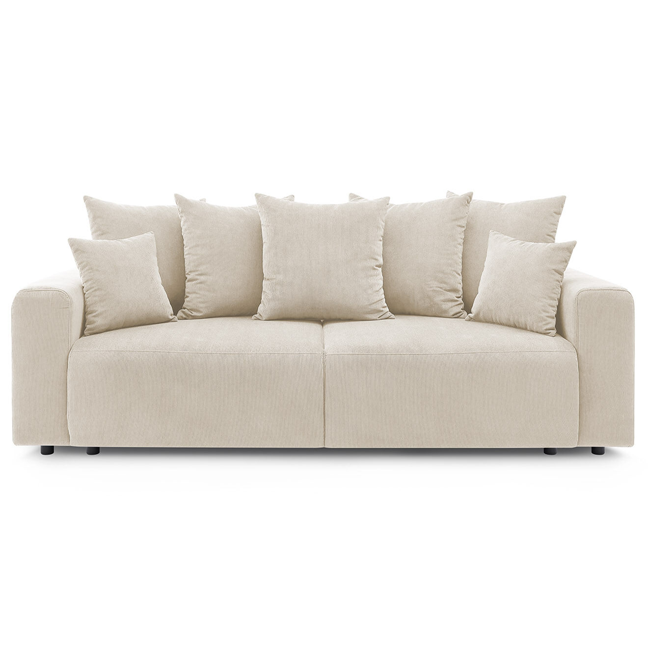 Bobochic Canapé droit fixe 3 places envy velours côtelé beige - 240x100x95 cm