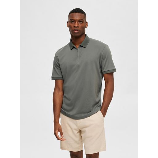 Selected Homme Fave Zip Polo, Agave Green, L