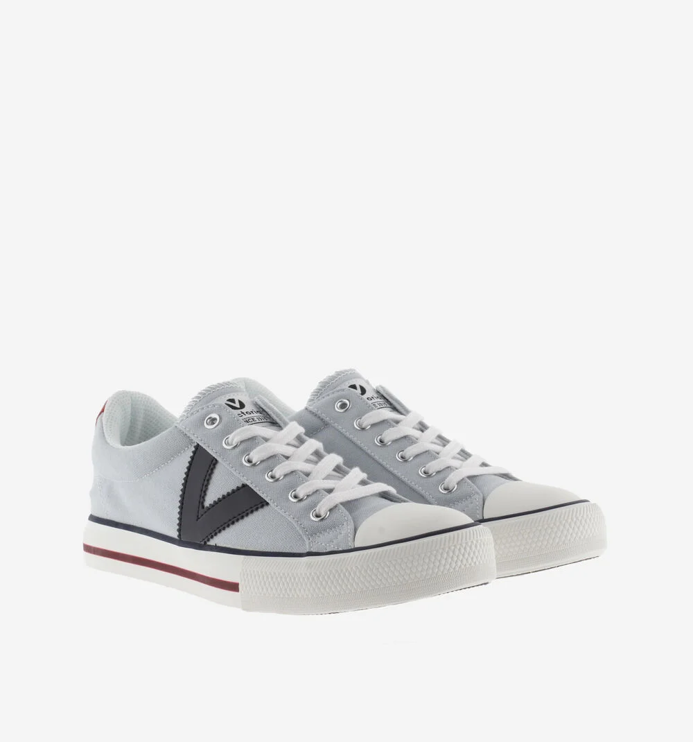 TRIBU TOILE CONTRASTANTE Baskets sport en toile unisexe logo GRIS