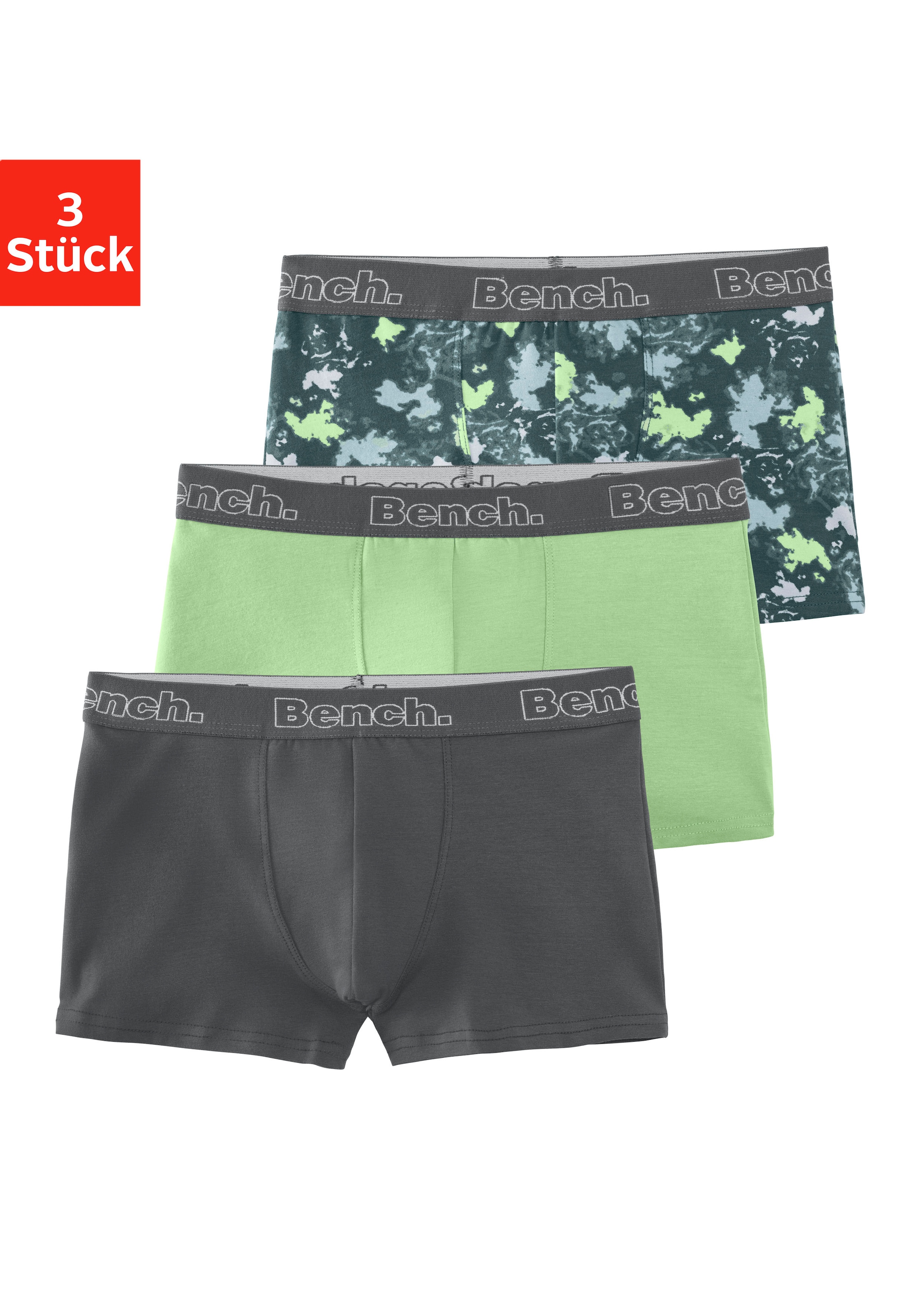 Bench. Boxer »Boxershorts für Jungen«, 3 Stk. uni und gemustert in einer Packung