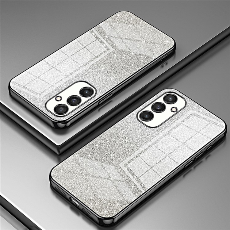 Samsung Galaxy S25 Gummi Case Schutzhülle im Glitzer Design - Schwarz / Silber