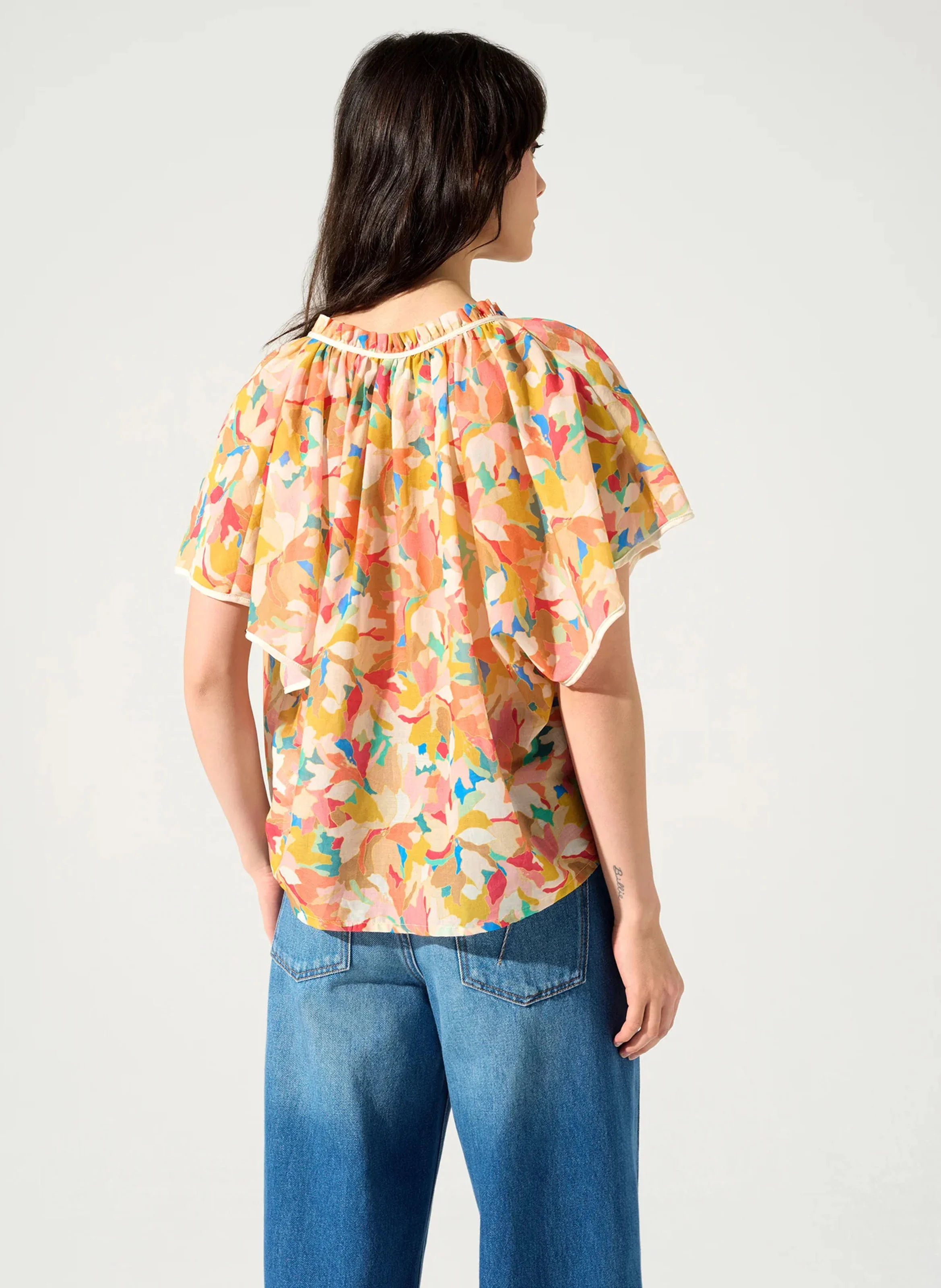 BORA - Blouse oversized imprimée en coton | Rose