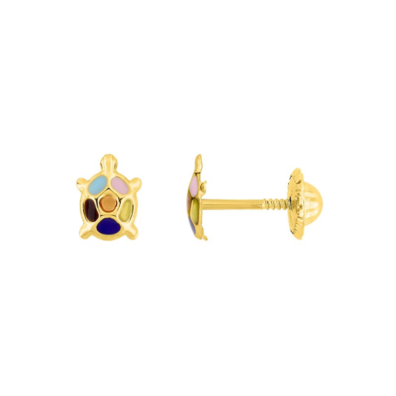 Boucles d'oreilles enfant - Or 9 Carats - Tortue