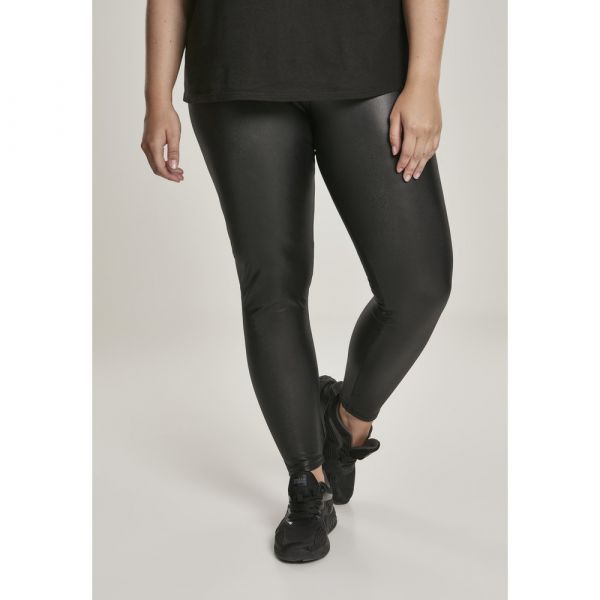 Urban Classics Leggings Faux Leather Wait Big Preto 4XL Mulher