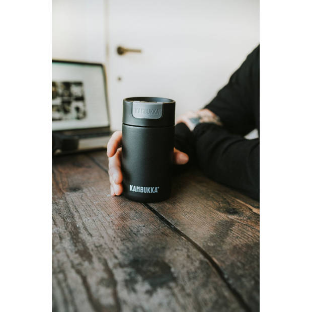 Thermosbeker/Koffiebeker - 300 ml - Lekvrij - 6 uur warm - Kambukka isoleerbeker - Olympus Jet Black