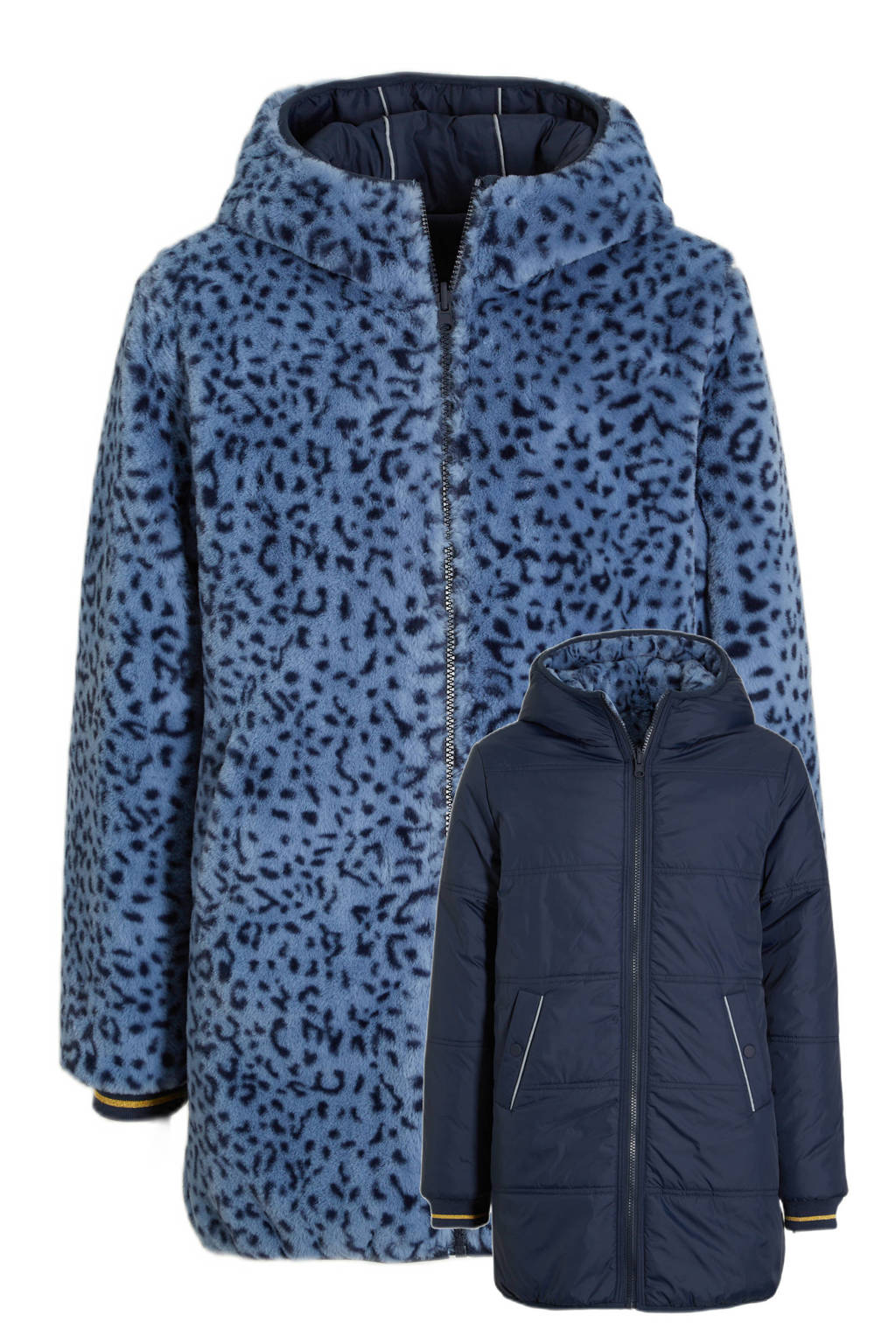 anytime reversible winterjas blauw