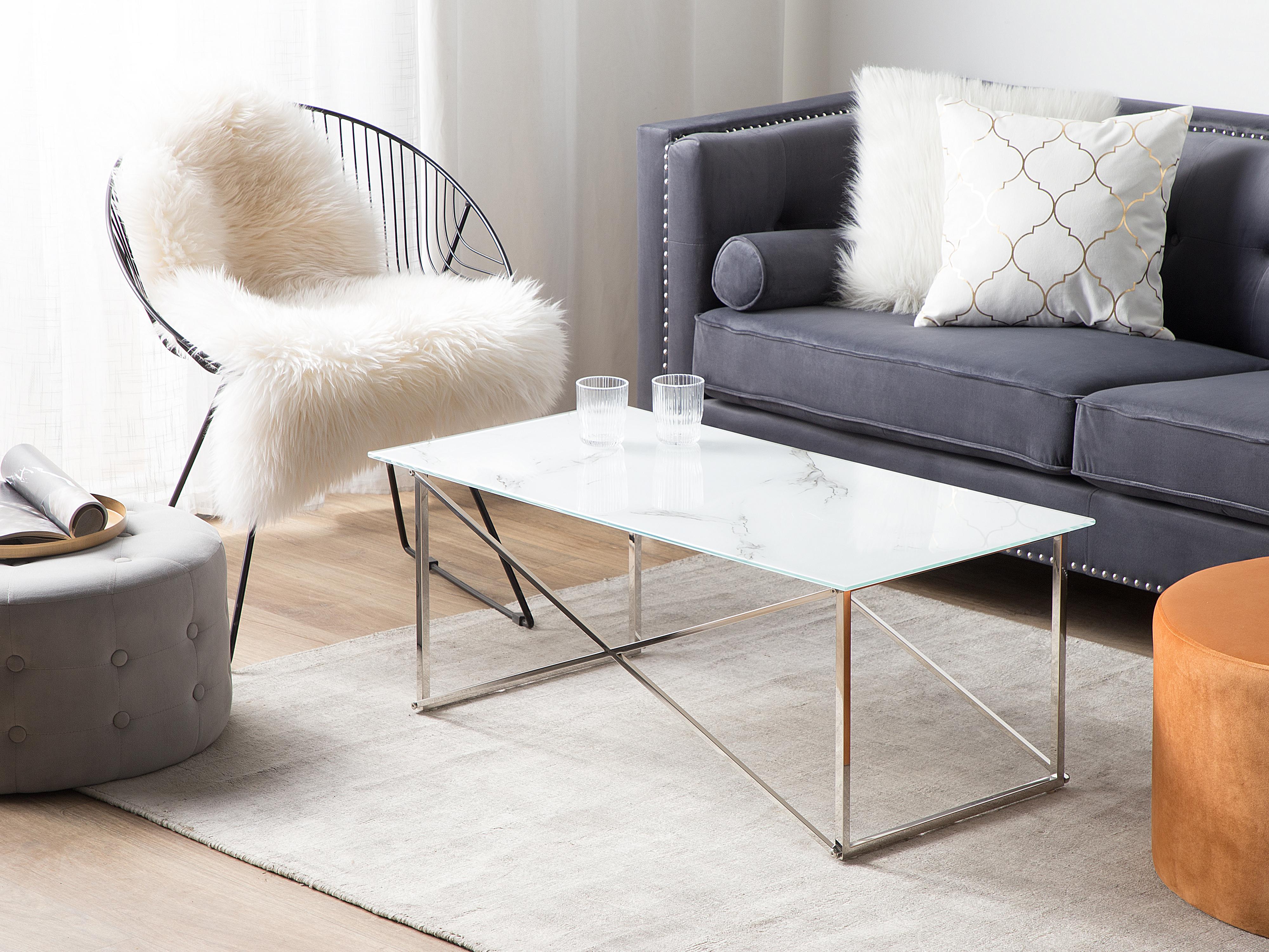 Salontafel EMPORIA Veiligheidsglas Marmer/zilver