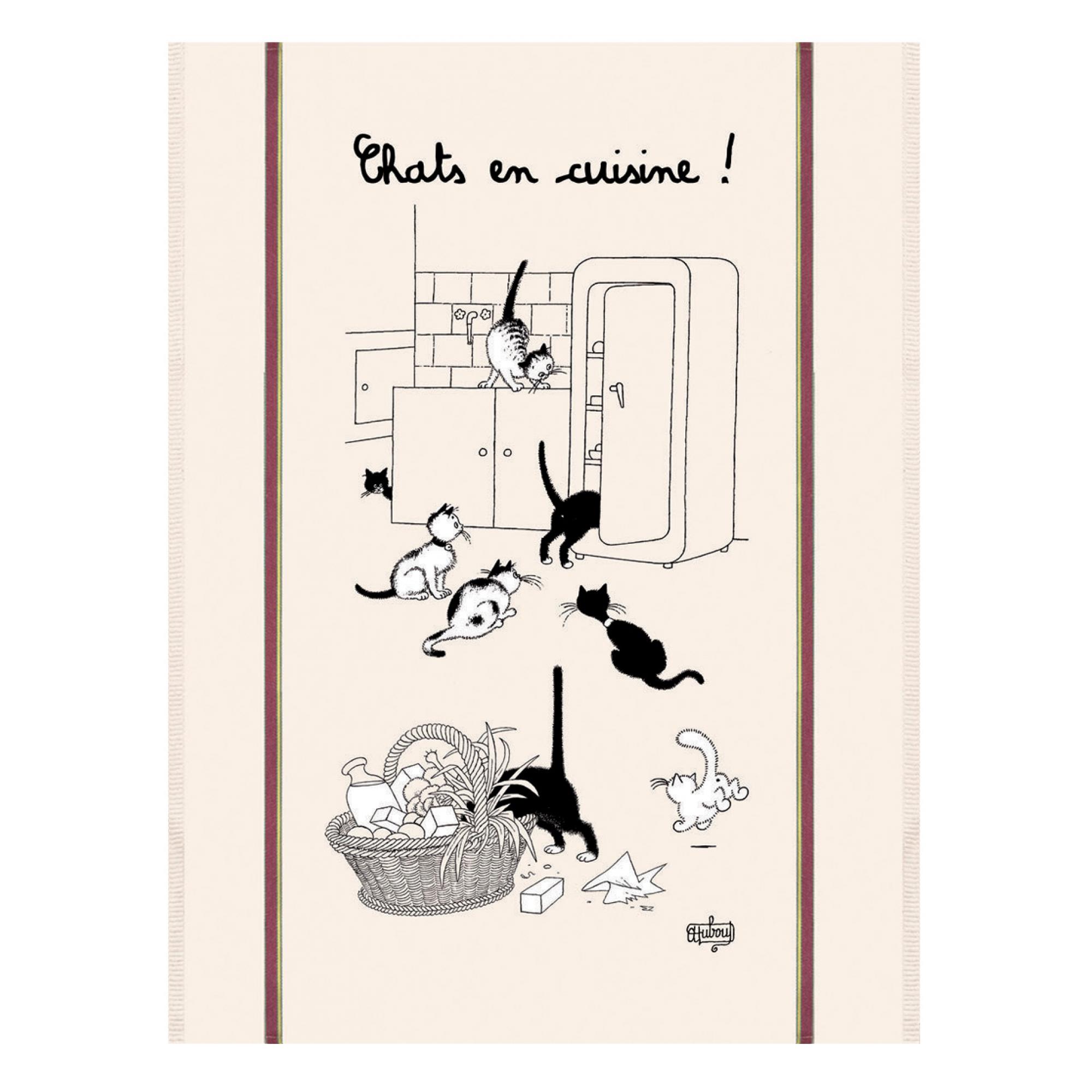 Grand torchon dubout chats en cuisine