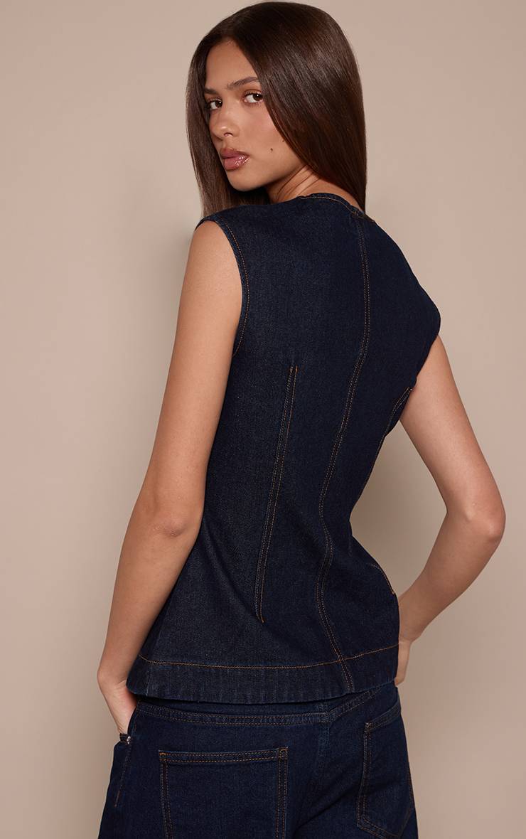 Bleu Indigo Haut En Denim Sans Manches Long