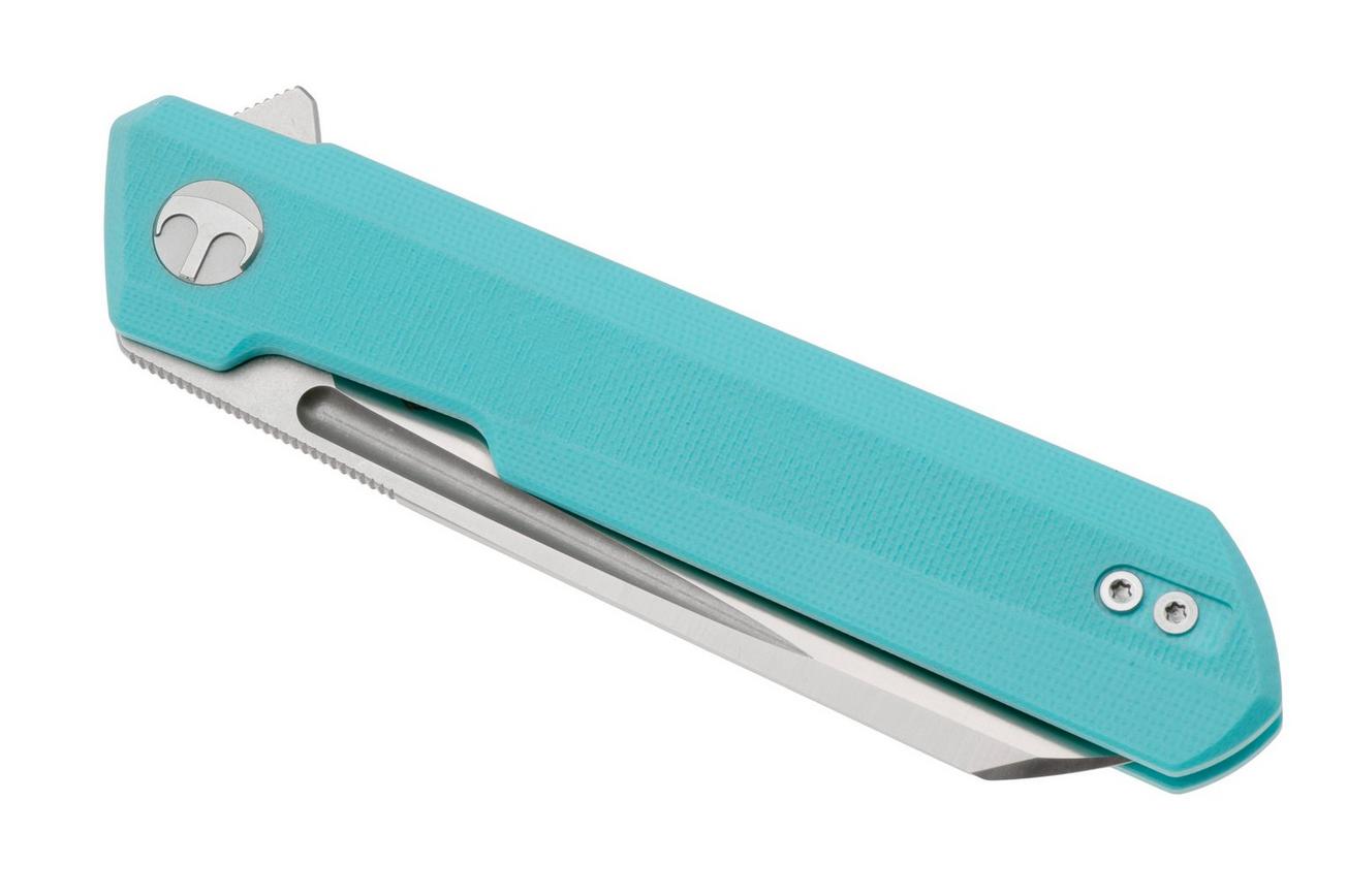 Bestechman Dundee Sheepsfoot BMK09B Satin D2, Seafoam G10, zakmes