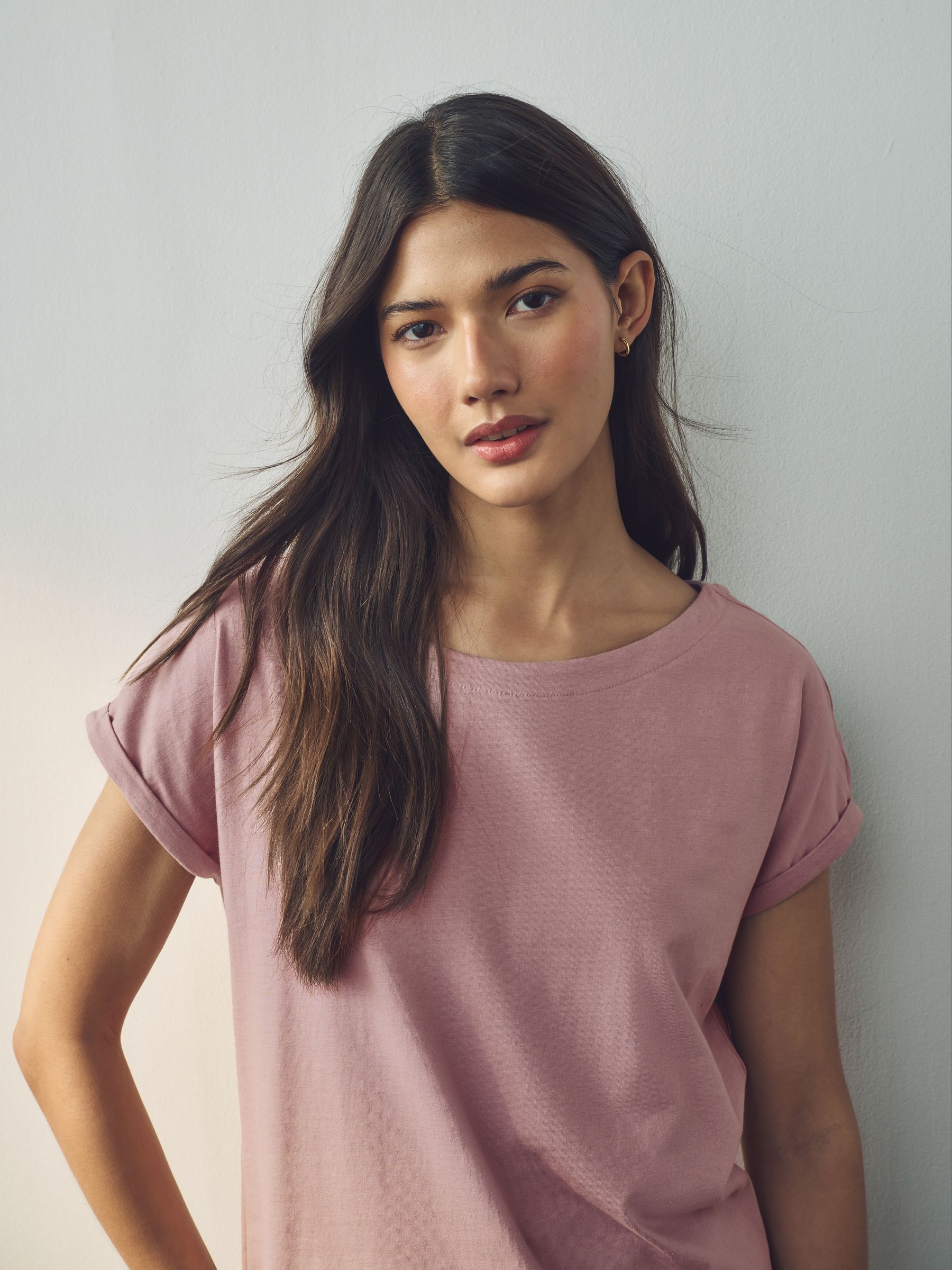 Mauve-paars - T-shirt met kapmouwtjes