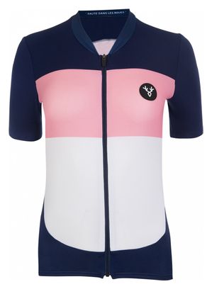 Maillot Manches Courtes Femme LeBram Eze Marine Rose Coupe Ajustée