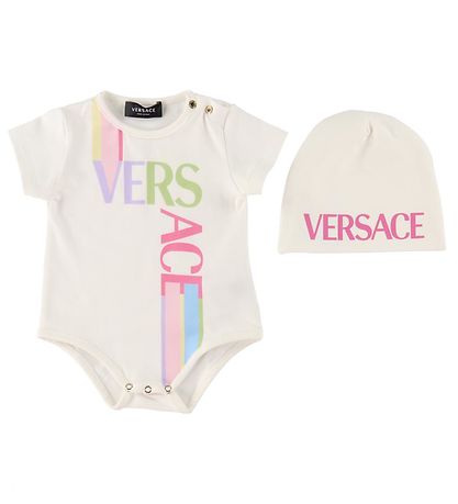 Versace Geschenkbox - Mütze/Body k/ä - Weiß/Pink m. Logo