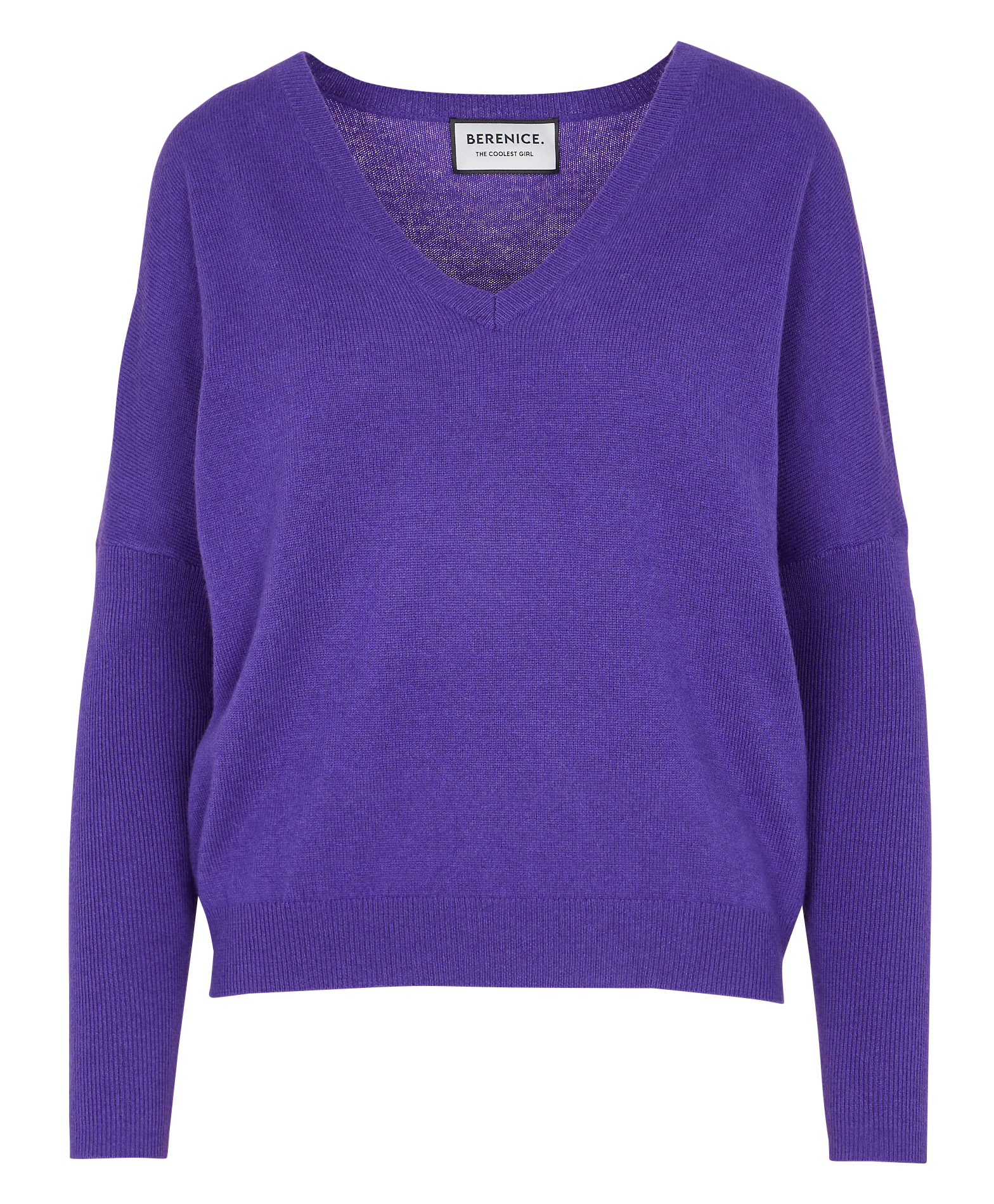 AUROLA - Pull ample col V à strass en laine et cachemire | Violet