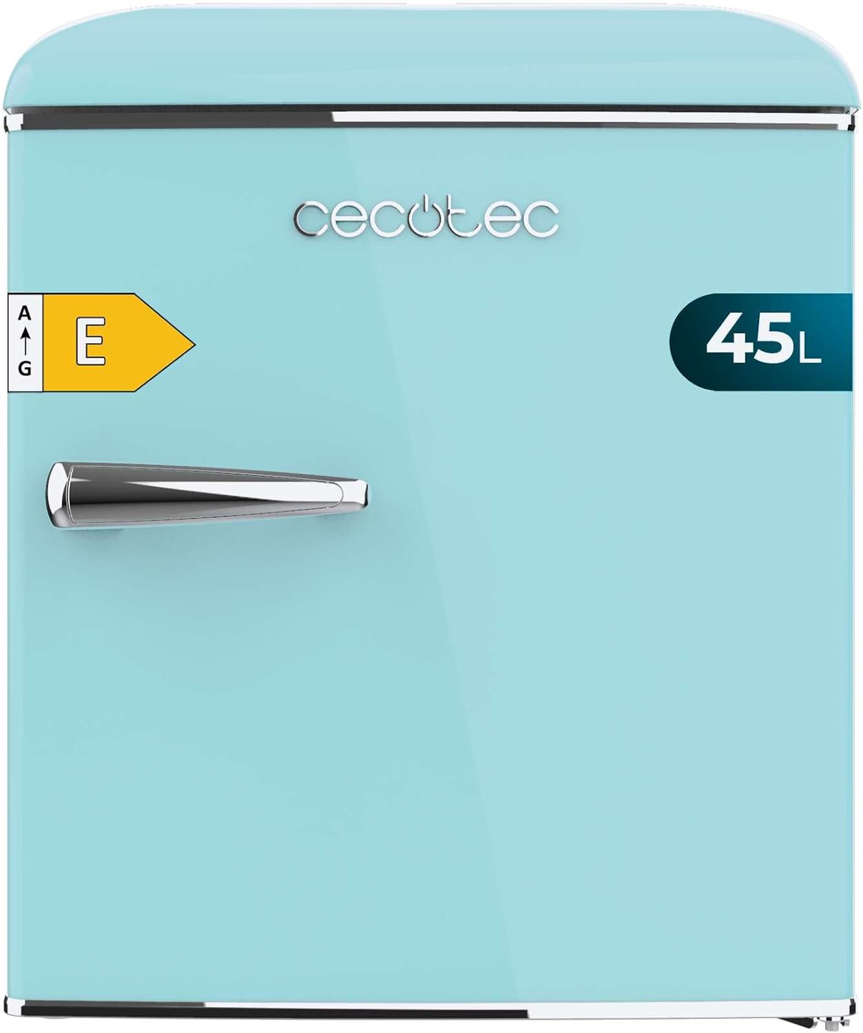 Cecotec Mini Frigo Bolero CoolMarket TT Origin 45 Rouge. Réfrigérateur de Table Rétro 45L, 55 cm de Haut, 44,7 cm de Large, Classe Énergétique E, Bac à Glaçons et Poignée Chromée, Rouge