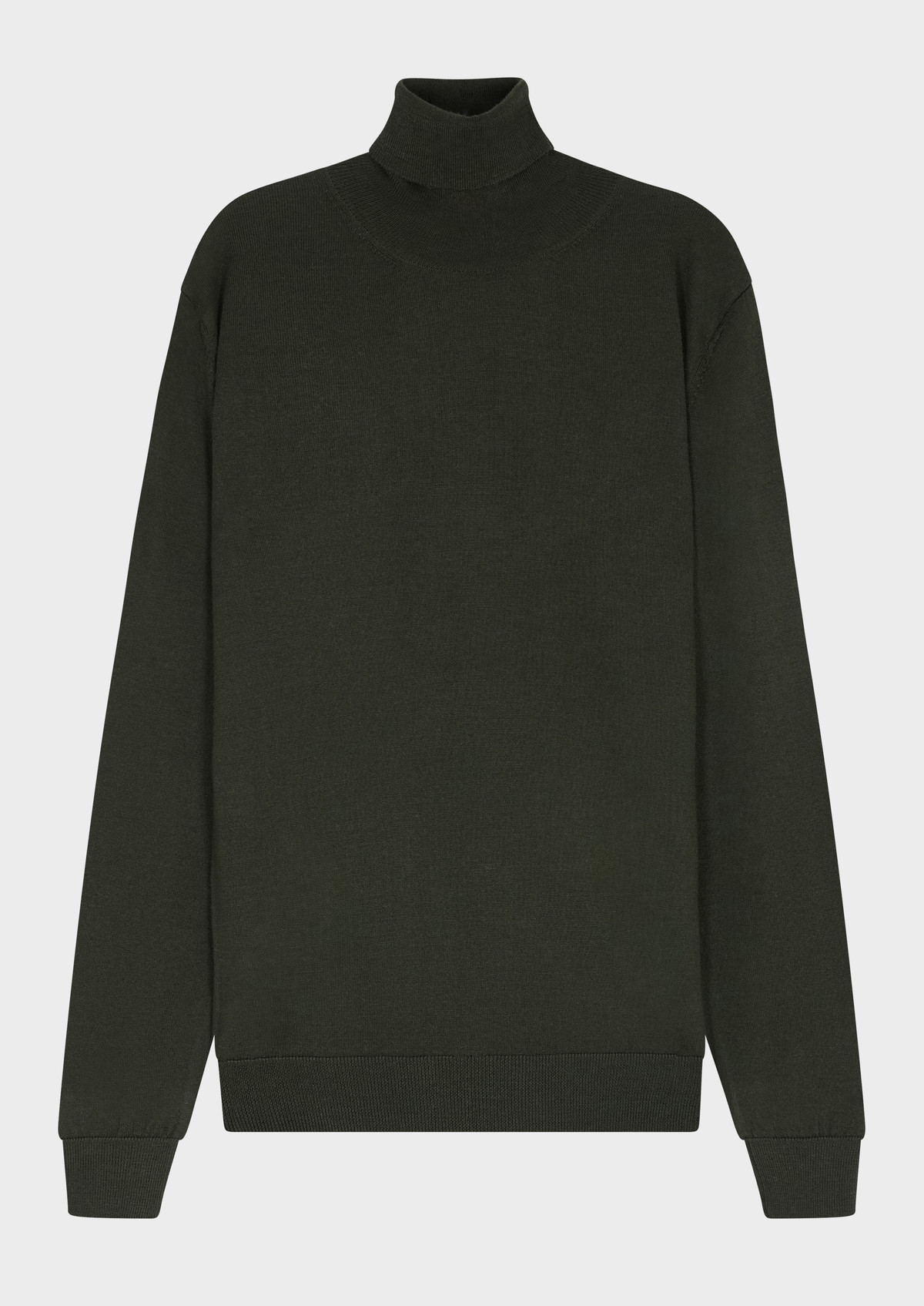 Pull col roulé en laine Mérinos mélangée unie kaki