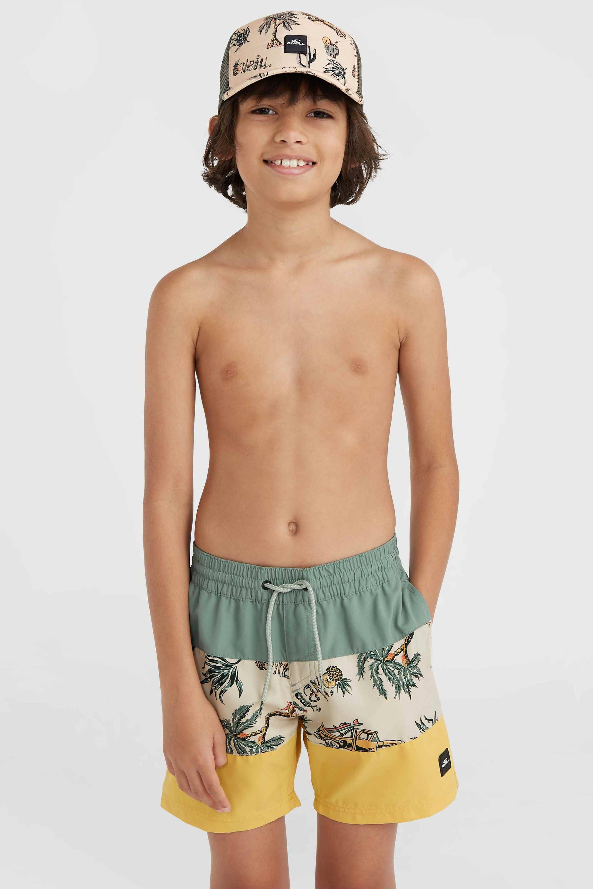 O'Neill zwemshort Cali Block groen/geel/beige