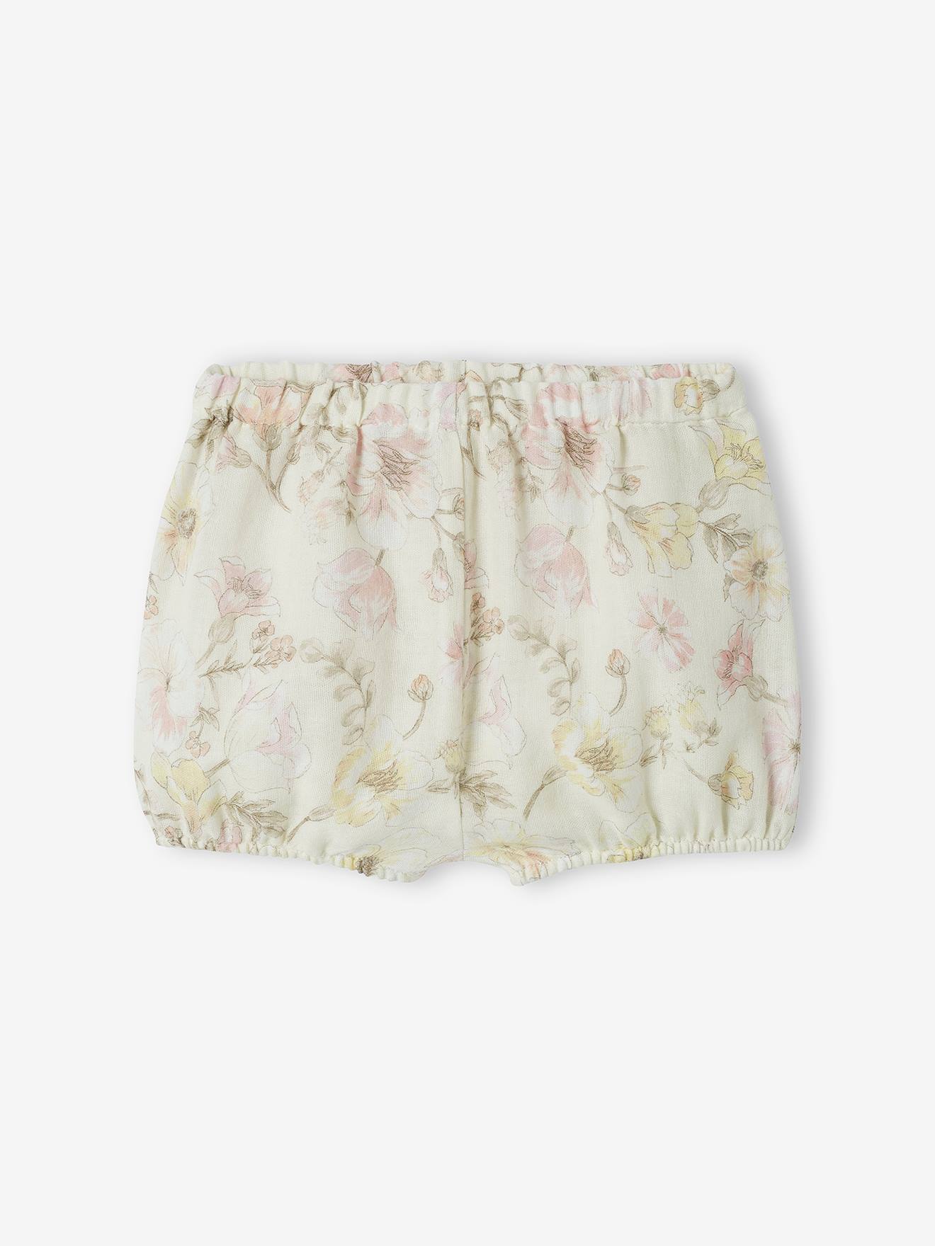 Shorts de festa em chiffon de algodão cru para bebê