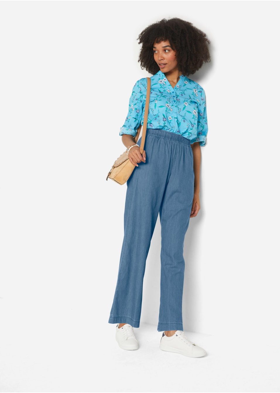 Jean à enfiler léger avec taille confortable, coupe large