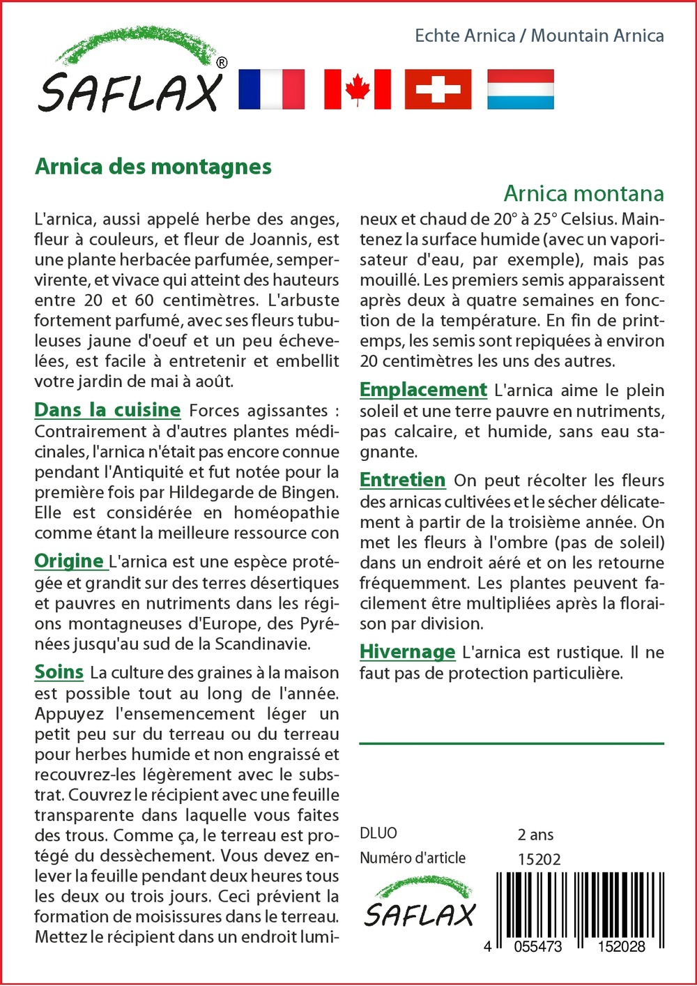 Jardin dans le sac - arnica des montagnes - 40 graines - arnica montana