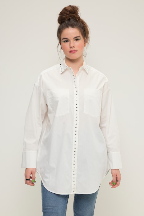 Hemd, oversized, Ziernieten, Hemdkragen, Langarm