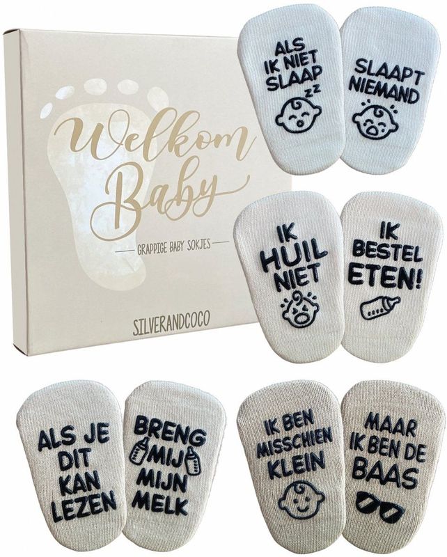 SilverandCoco - Baby Sokjes - Antislip - Katoen - Kraam Geschenkset - Gender Neutraal