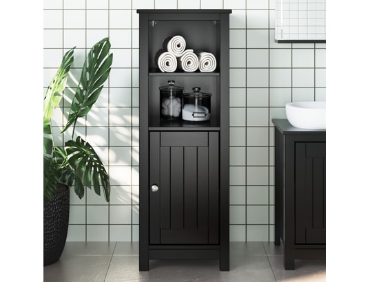 VIDAXL - Armoire de salle de bain berg noir 40x34x110 cm pin massif