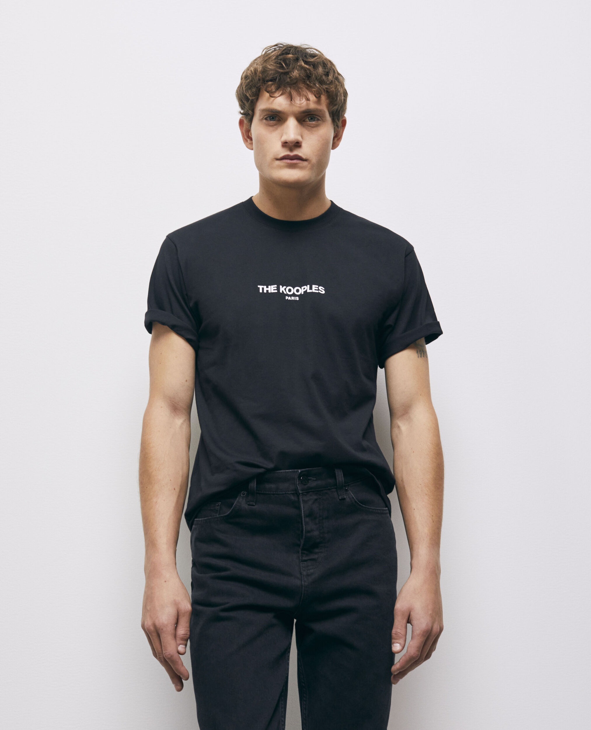 T-shirt noir coton imprimé