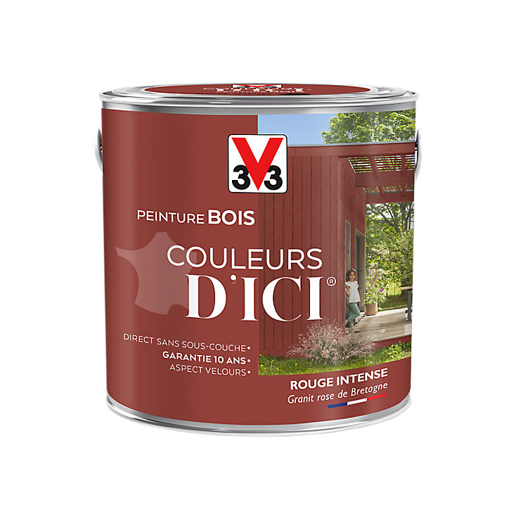 Peinture extérieure bois Couleurs d'ici rouge intense Velours V33 2L