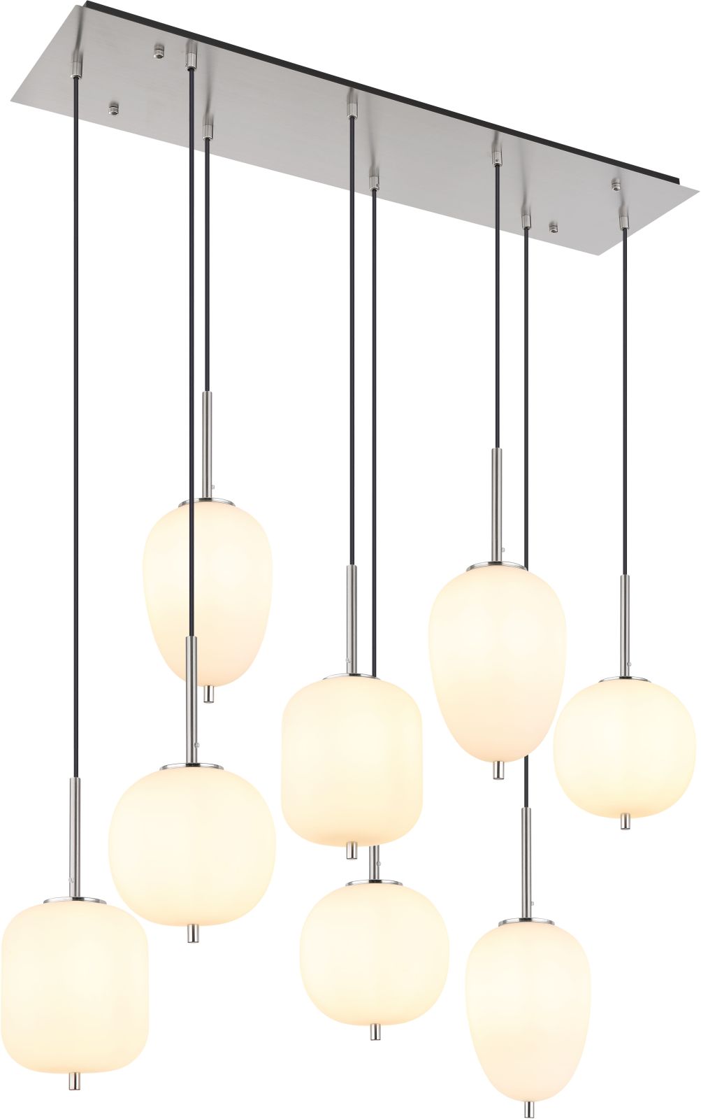 Hängeleuchte - Nickel matt - opal - 8-flammig