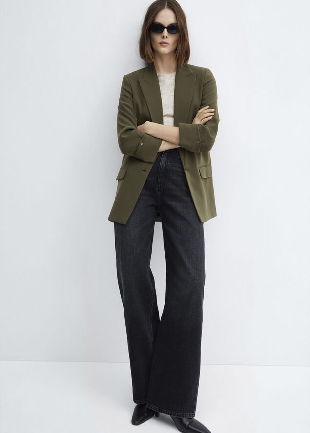MANGO Turn-down sleeve blazer Beige - khaki