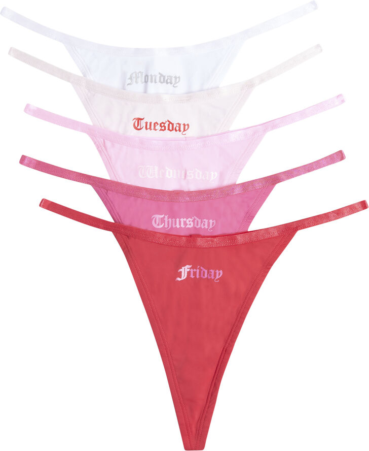Juicy Couture MON-FRI GOTHIC THONG Multi- wht,c.bloss,c.candy,r.sorbet, red
