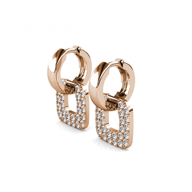 Boucles d'oreilles Classic Square - Or Rosé et Cristal