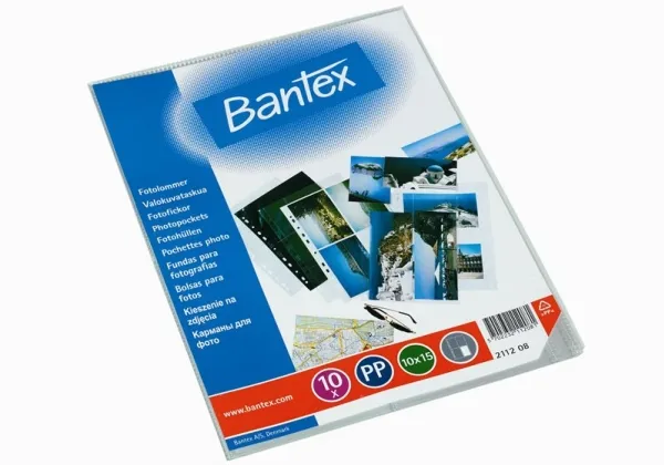 Fotolommer A4 10x15 cm Bantex 2112 PP til 8 foto (pose a 10 stk.)
