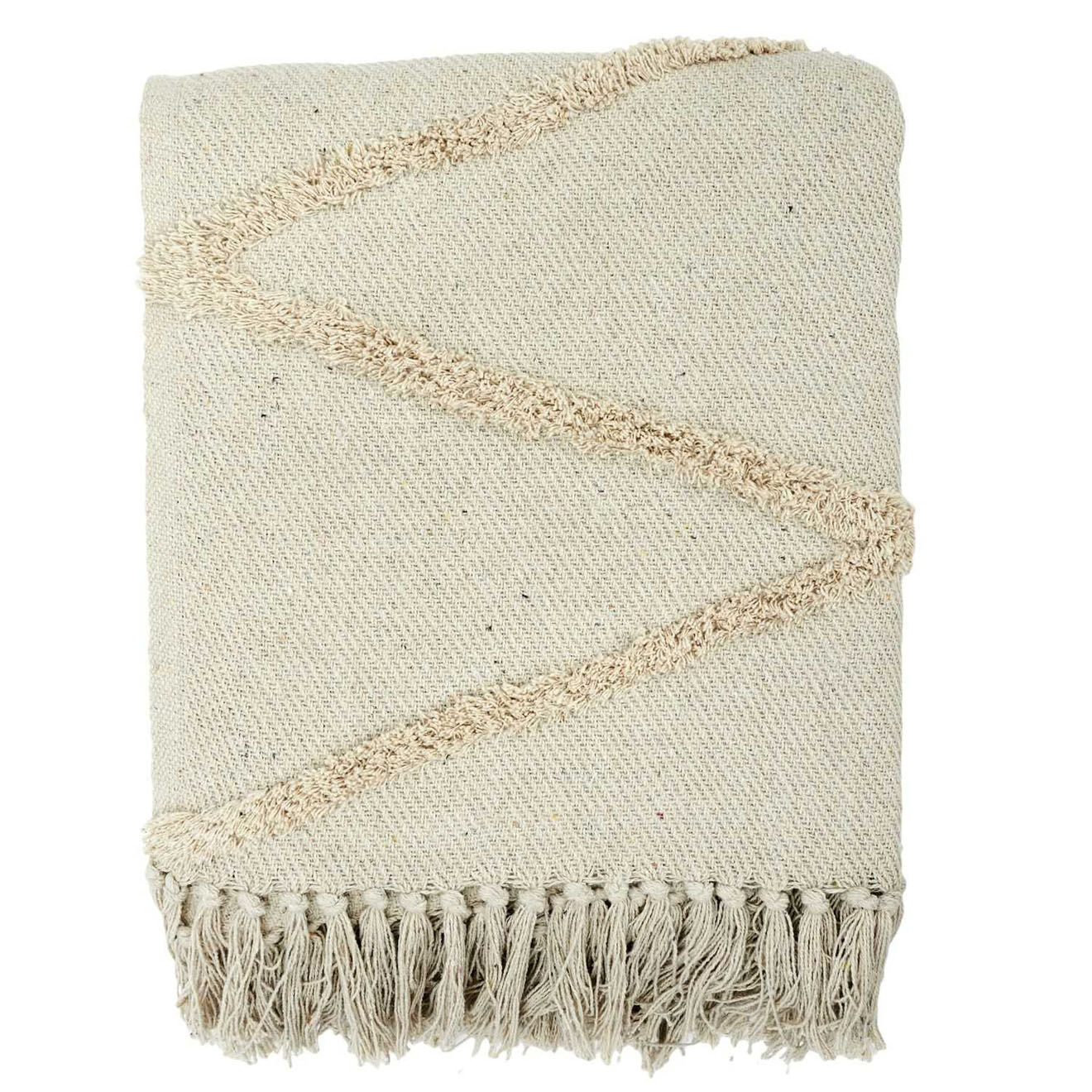 Home Deco Factory Plaid ethnique relief losange beige - 150x120 cm