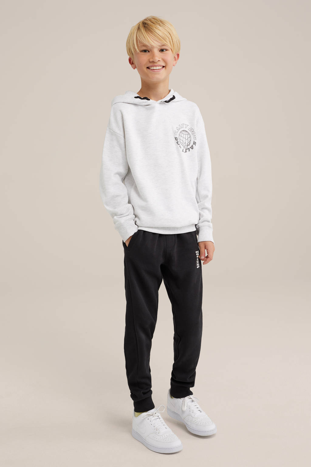 WE Fashion hoodie met backprint lichtgrijs melange