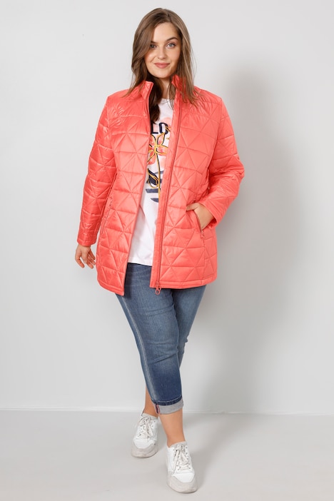 Steppjacke, Classic Fit, Rhombenstepp, Stehkragen, Langarm