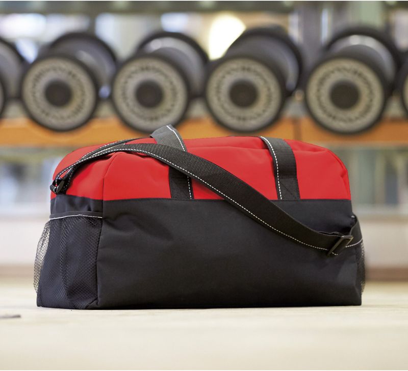 Sporttas model Fitness Master - 45 x 19 x 26 cm - rood/zwart - voor kind/volwassenen