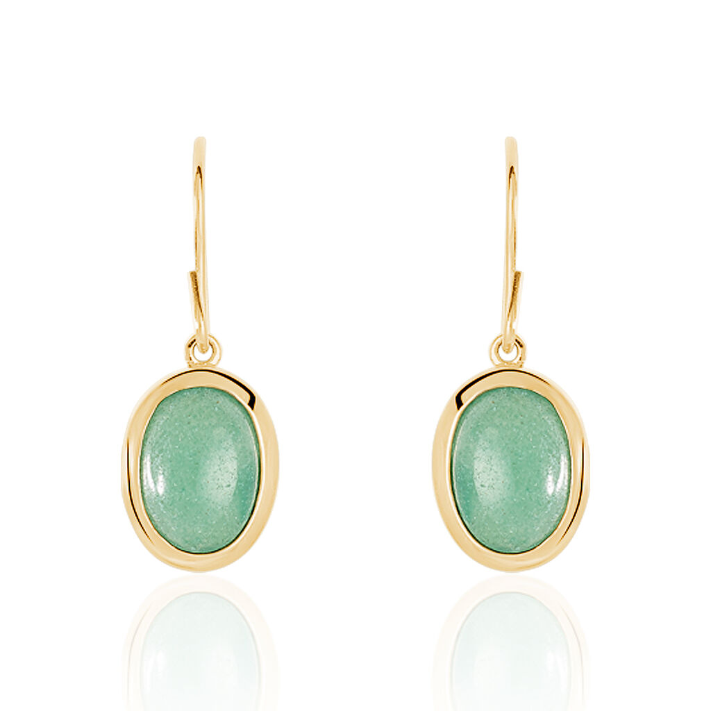 Boucles D'oreilles Pendantes Veina Plaqué Or Jaune Aventurine