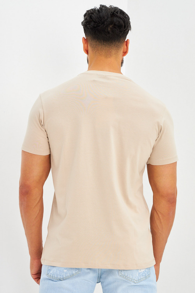 T-shirt basique logo Brentiny brodé beige