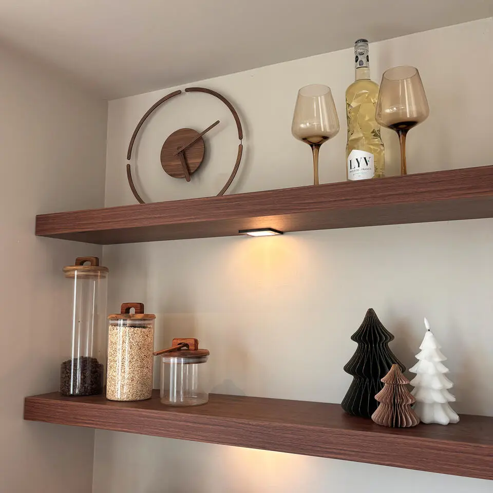 QUVIO Grote wandklok – 35cm – Hout – Plexiglas - Donkerbruin