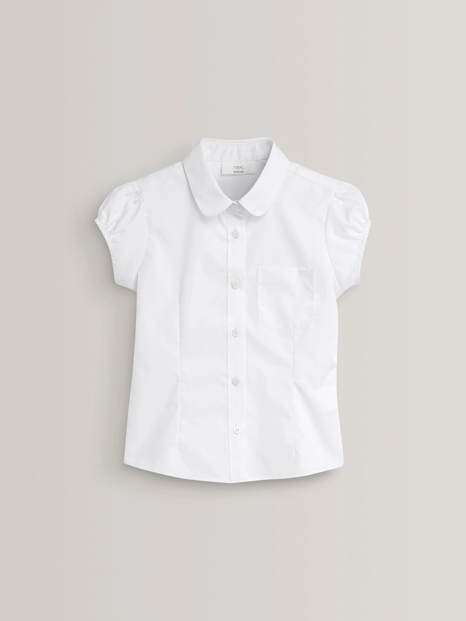 Wit - Schoolblouse met pofmouwen (3-16 jr)